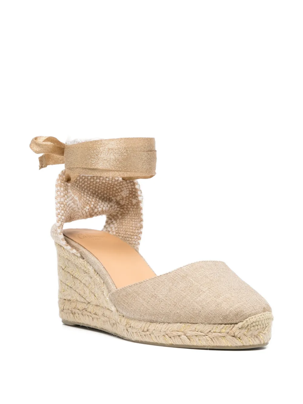 Castañer Carina sandalen met sleehak en strik Beige