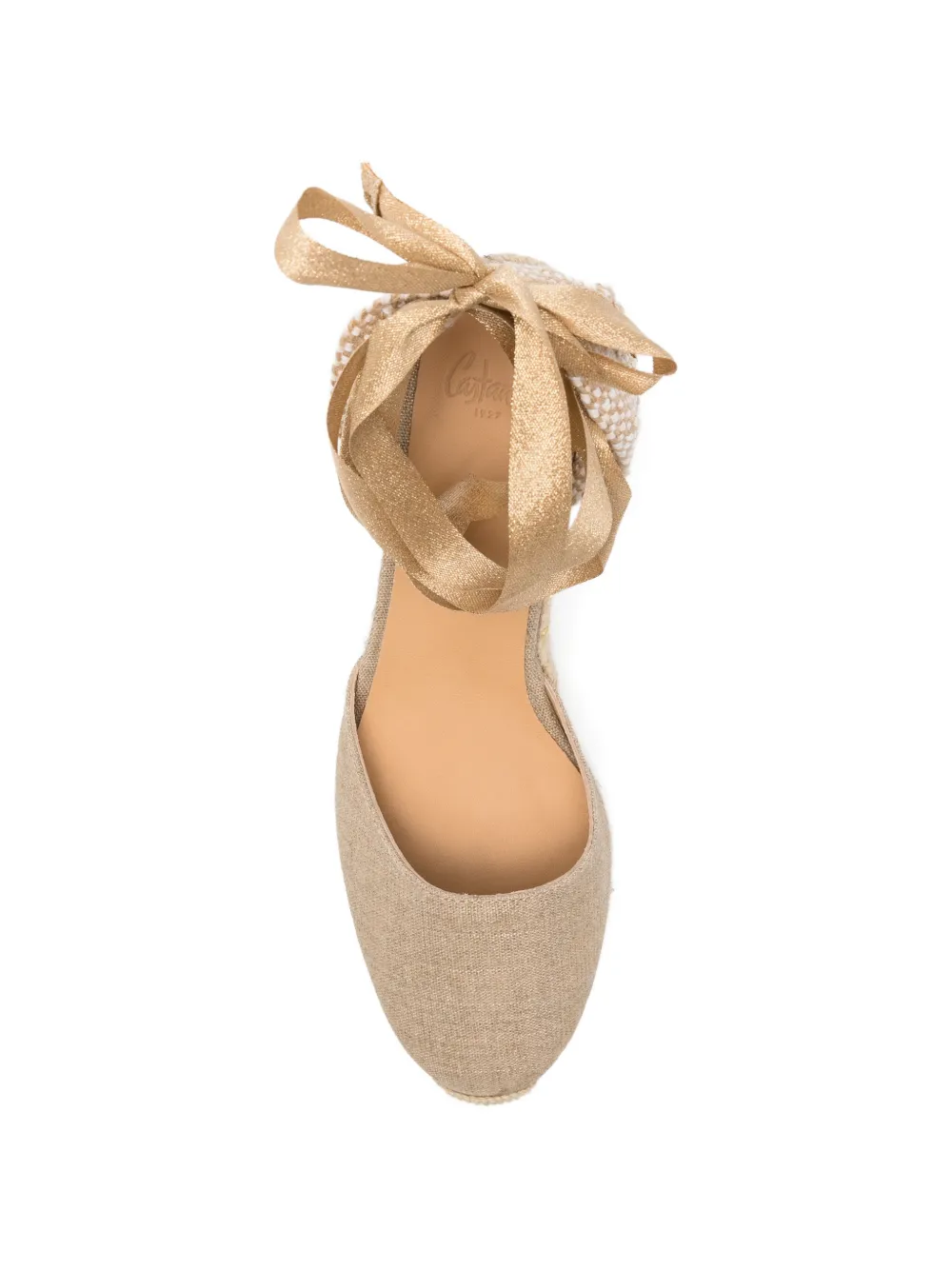 Castañer Carina sandalen met sleehak en strik Beige