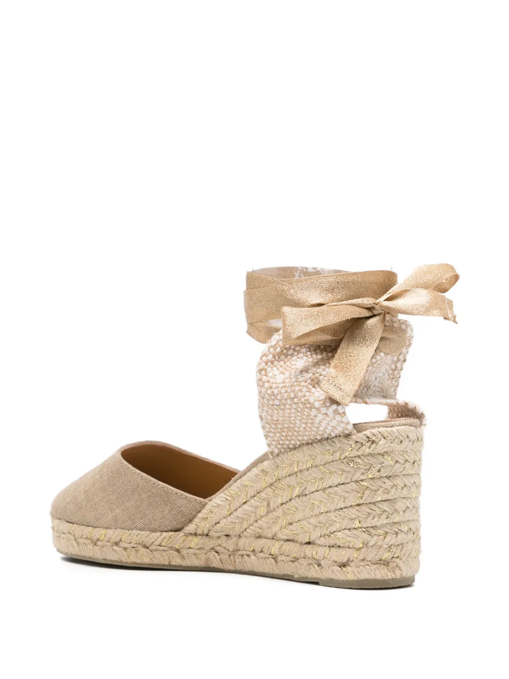 Castañer Carina sandalen met sleehak en strik Beige