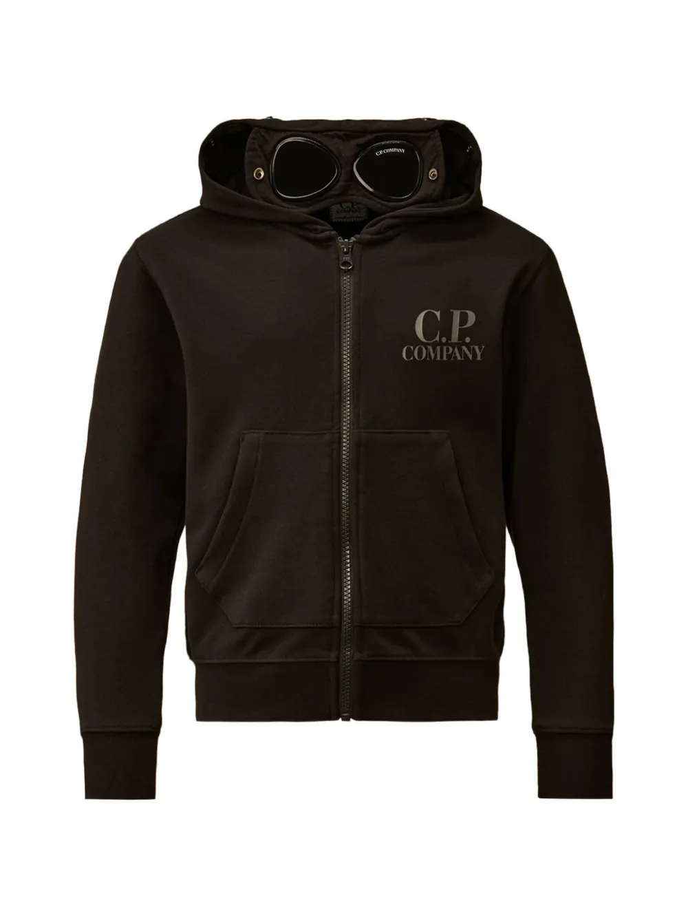 C.P. Company Kids Goggle-detail logo-print hoodie - Nero