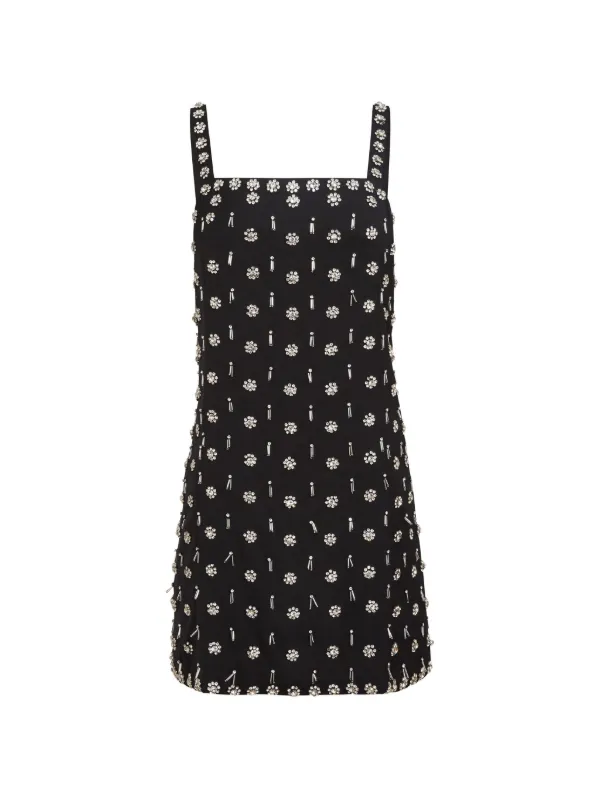 black beaded shift dress Maggy London Black Beaded Sleeveless Shift Dress V-Neck Knee Length Size 6