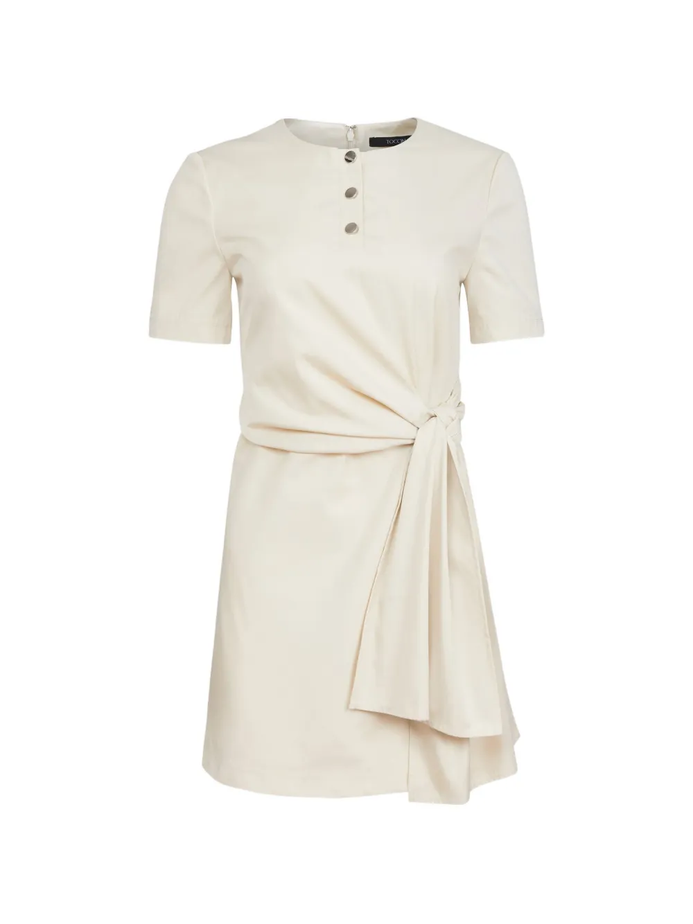 Toccin Leoni tie-front short-sleeve mini cotton dress - Toni neutri