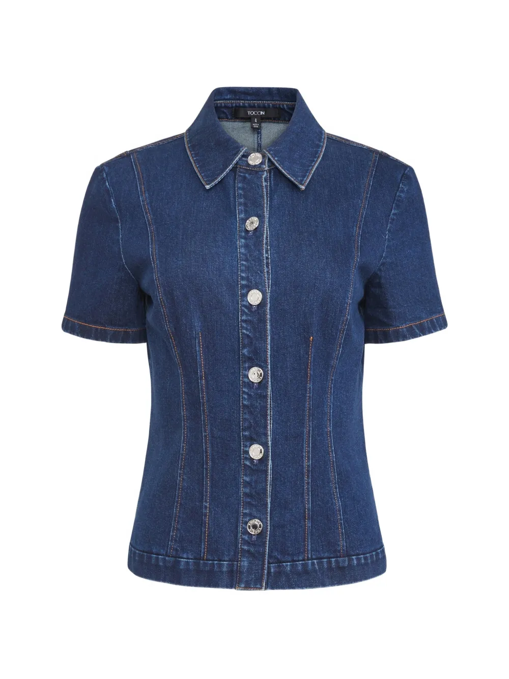 Toccin Halle short-sleeve button-down cotton shirt - Blau