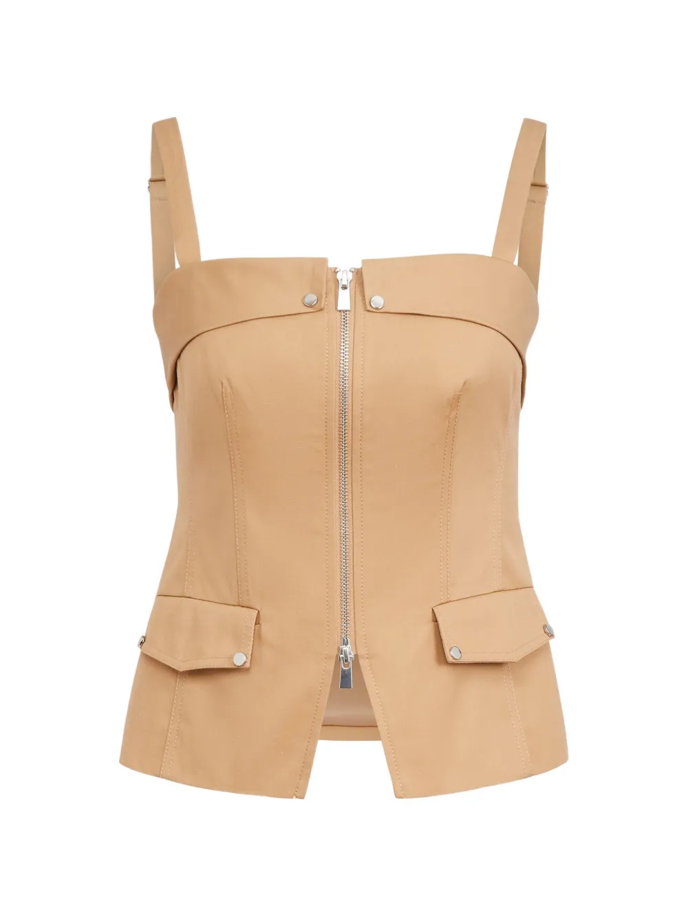 Toccin Jayden front-zip cotton top - Toni neutri