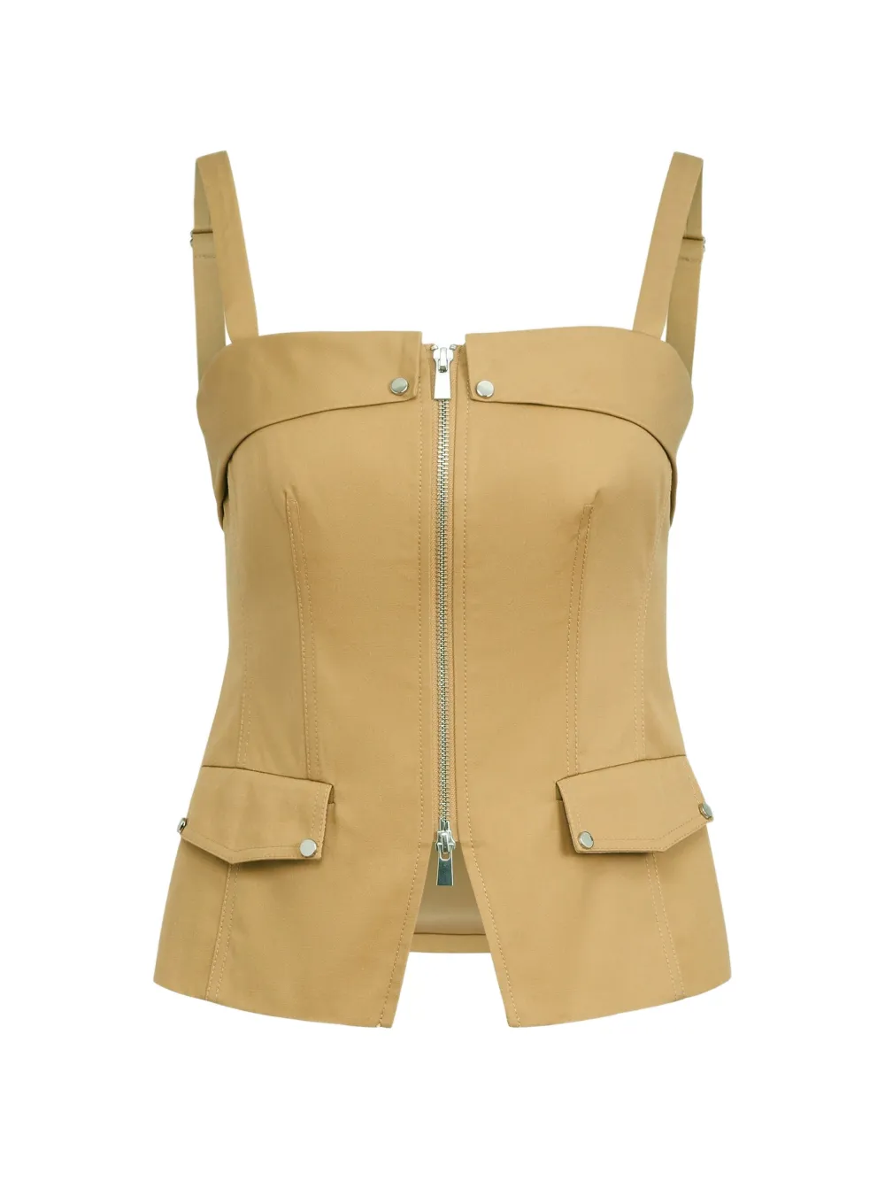 Toccin Jayden front-zip cotton top - Nude