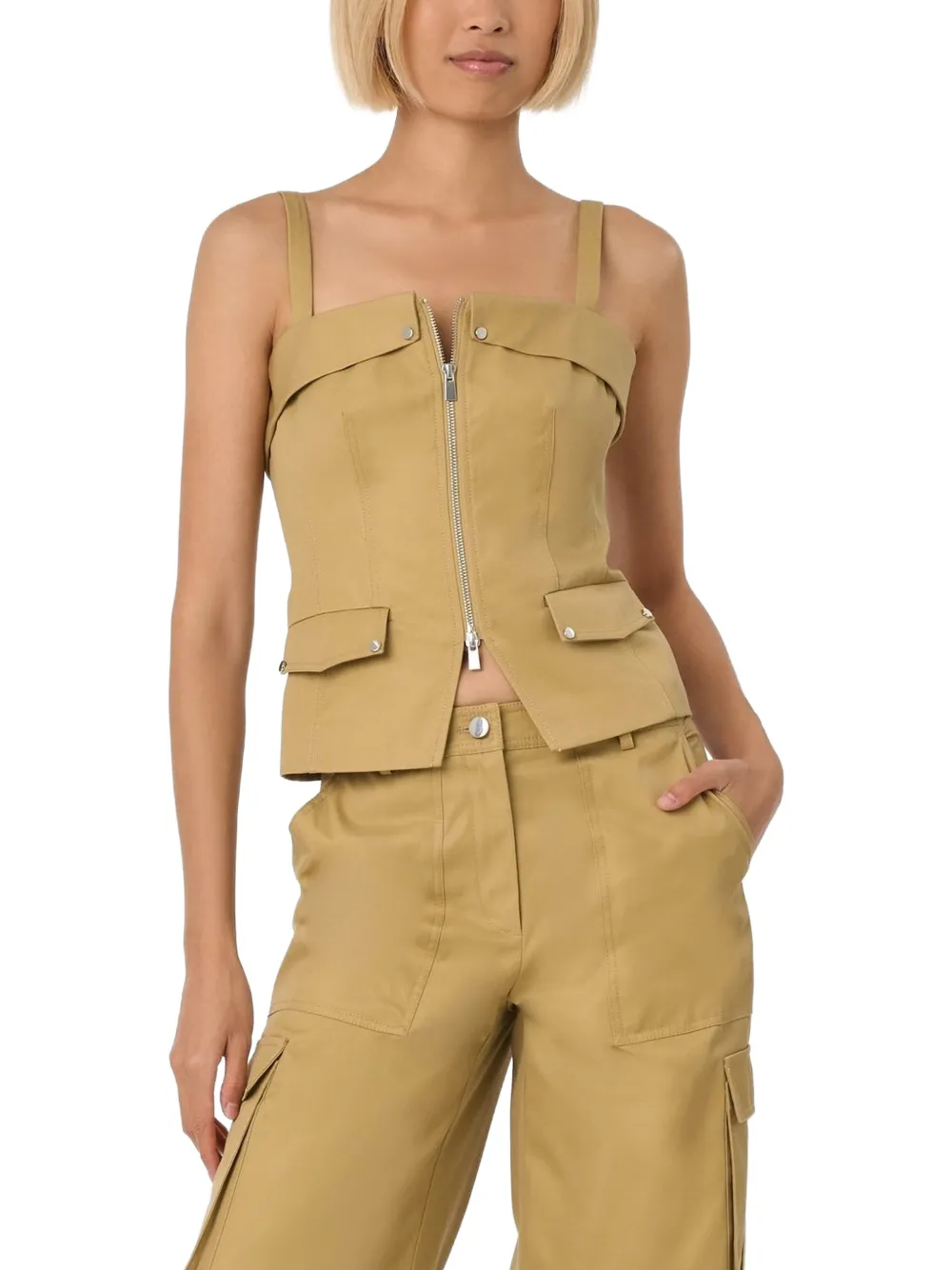  Toccin Jayden Front-zip Cotton Top - Neutrals 