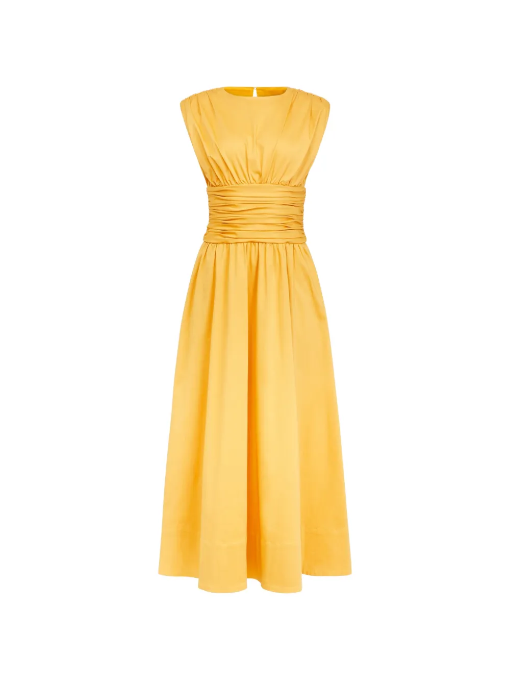 Toccin Evangeline strong-shoulder ruched midi cotton dress - Giallo