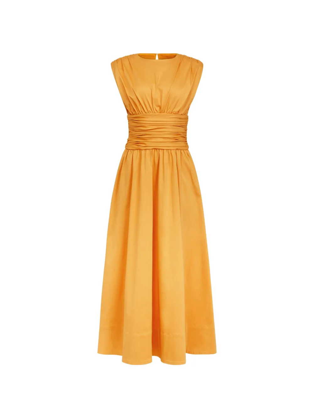 Toccin Evangeline strong-shoulder ruched midi cotton dress - Giallo