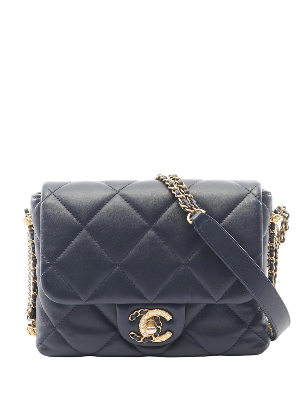 CHANEL Pre-Owned 2021-2026 Mini Lambskin 19 Flap crossbody bag - Blu