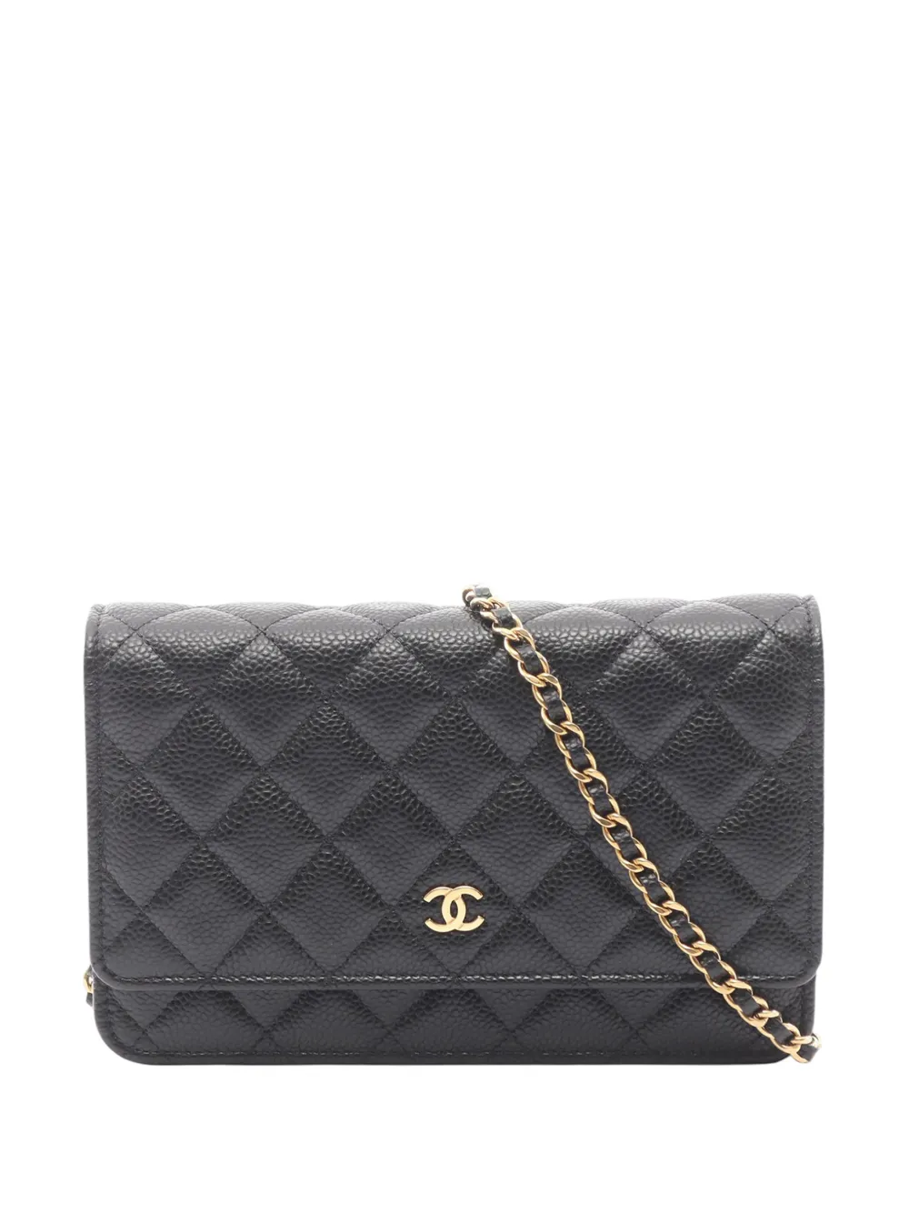 CHANEL Pre-Owned 2021-2026 CC Quilted Caviar Wallet on Chain crossbody bag - Black