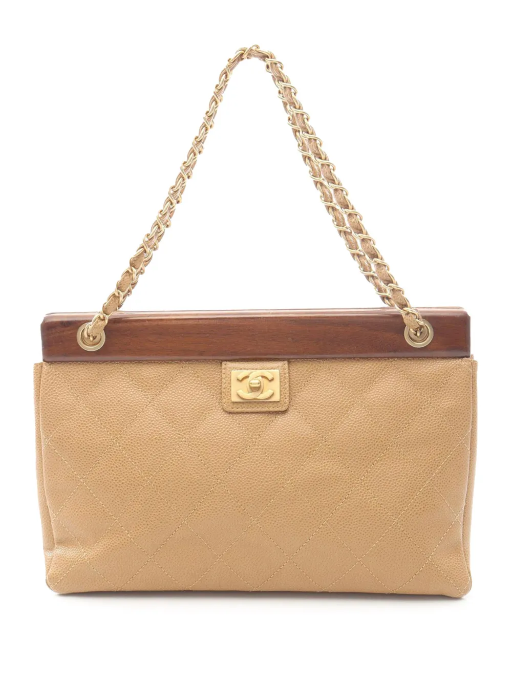 CHANEL Pre-Owned 2003-2004 CC Quilted Caviar Wooden Bar shoulder bag - Marrone