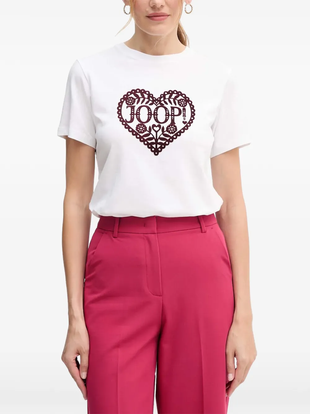 Joop! T-shirt met hartprint Wit