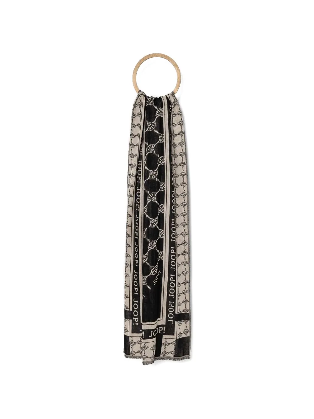 Joop! logo-print fringed scarf - Nero