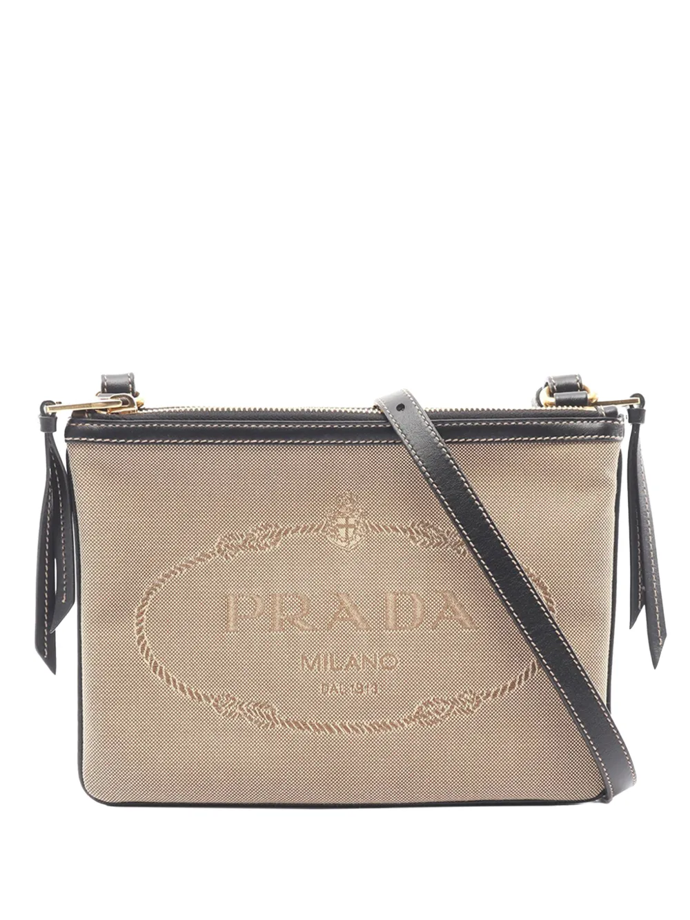 Prada Pre-Owned 2010-2026 Canapa Logo Jacquard Crossbody Bag shoulder bag - Marrone