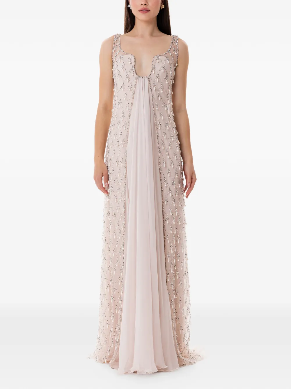 Dina Melwani Abito lungo con decorazione - Toni neutri