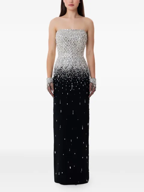 Dina Melwani strapless crystal maxi gown
