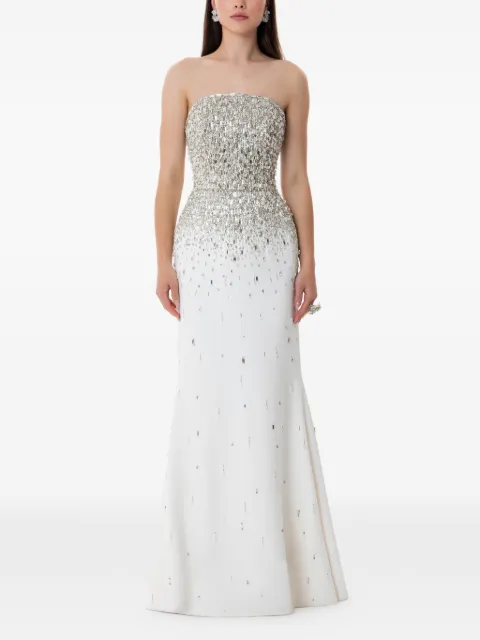 Dina Melwani vestido de fiesta strapless