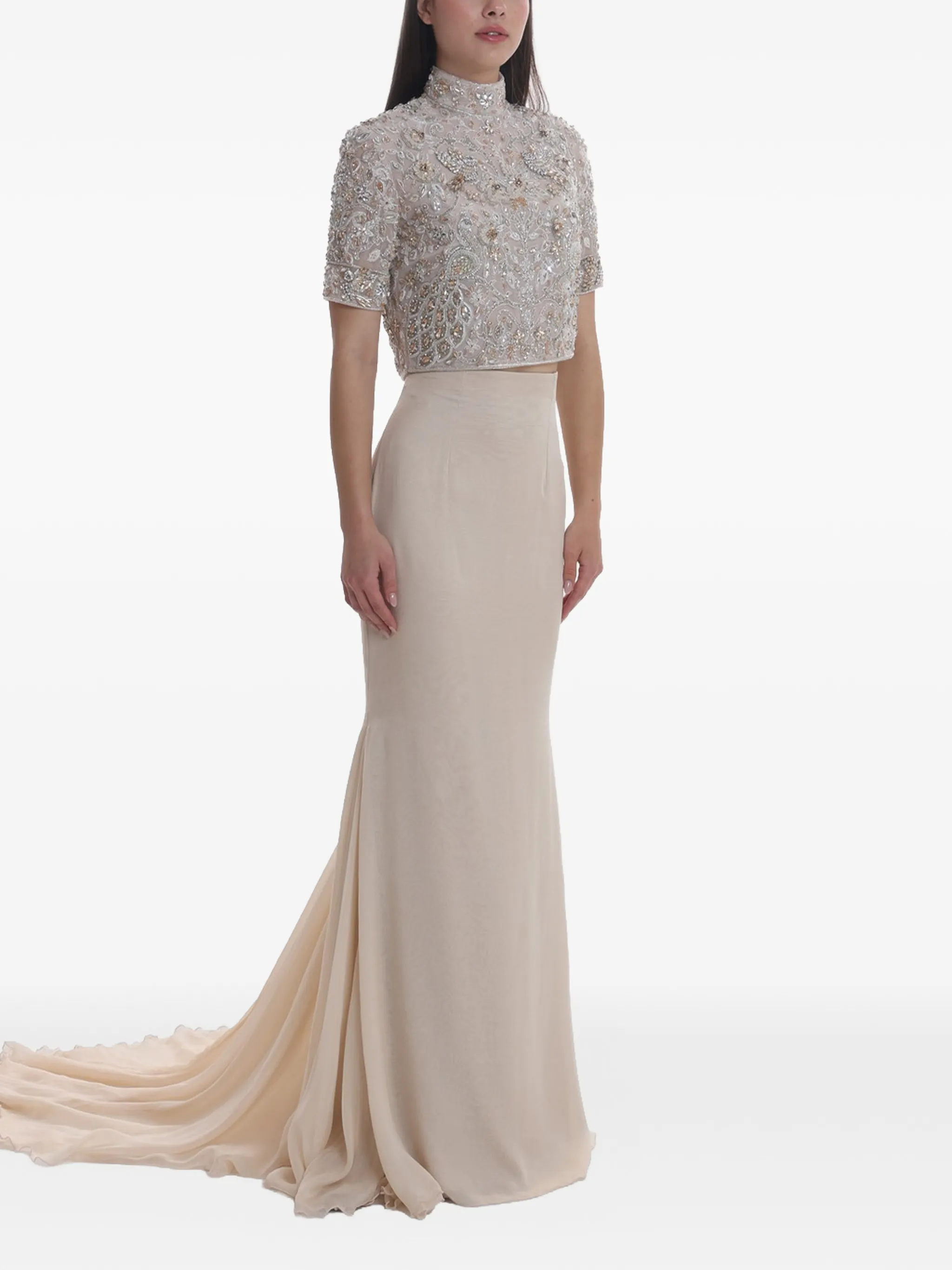 Dina Melwani crystal-embellished top and maxi skirt