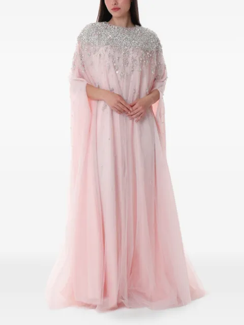 Dina Melwani crystal tulle maxi kaftan