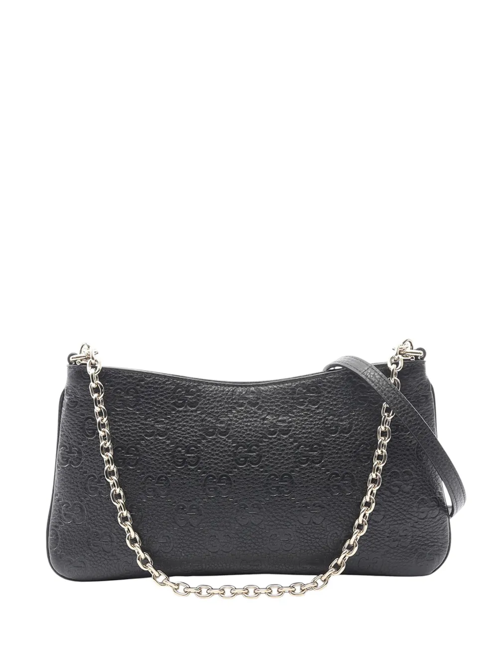 Gucci Pre-Owned 2016-2026 Medium GG Emblem Embossed Leather Shoulder Bag satchel - Nero