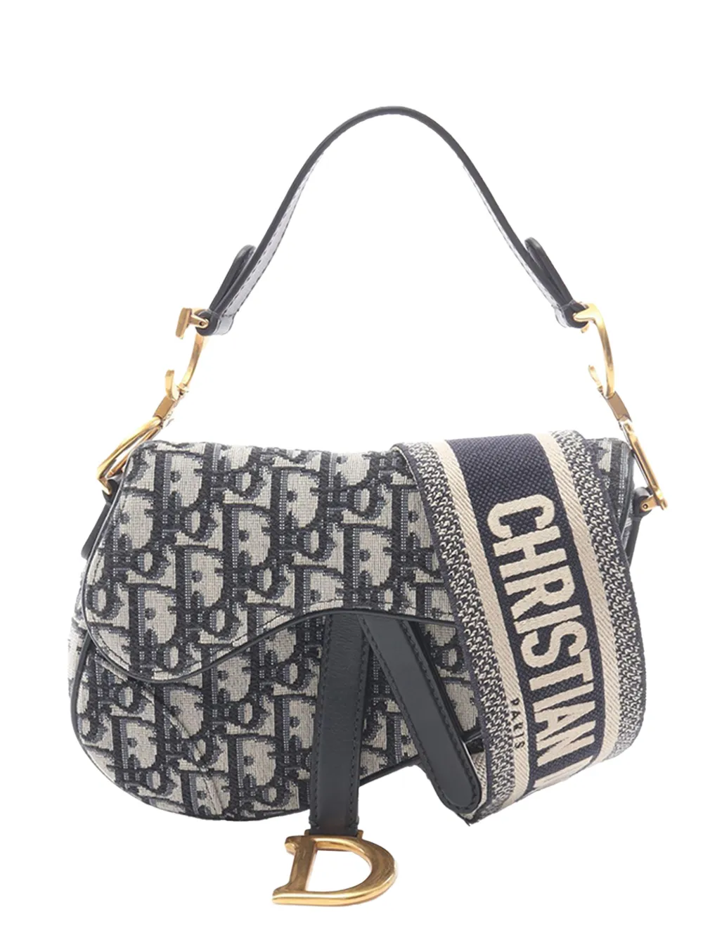 Christian Dior Pre-Owned 2019 Mini Oblique Canvas Saddle Bag satchel - Marrone