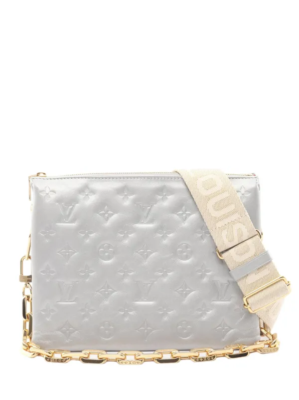 Louis Vuitton Pre-owned 2021-2026 Lambskin Coussin PM Satchel in Silver