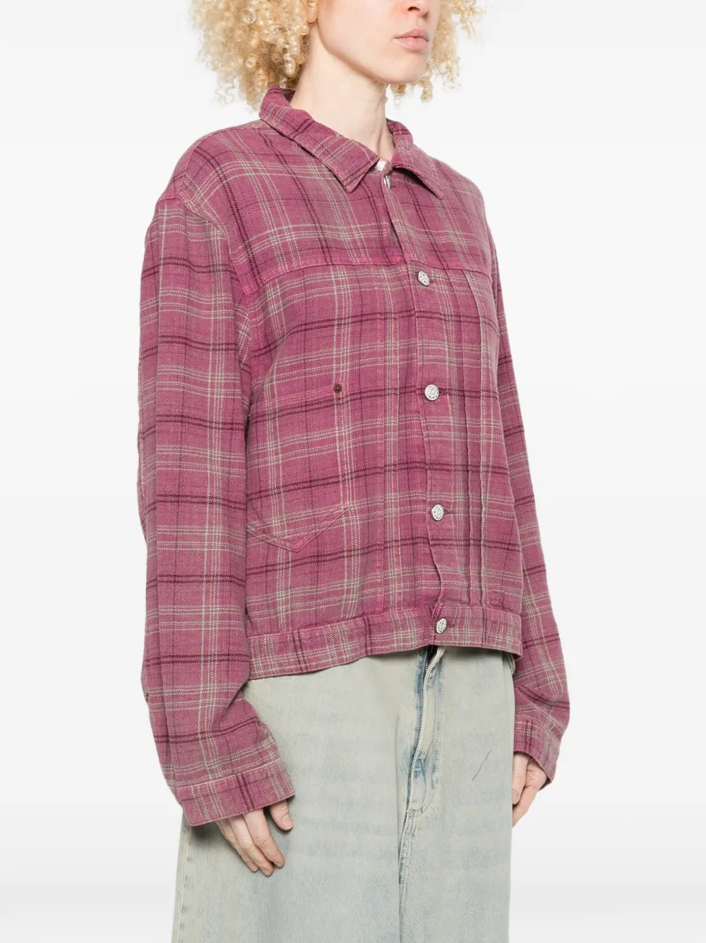 R13 チェック シャツジャケット | ピンク | FARFETCH JP