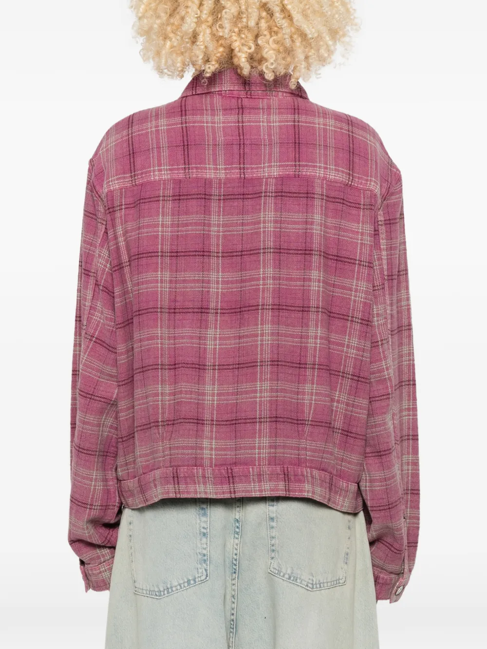R13 Geruit button-down shirtjack Roze