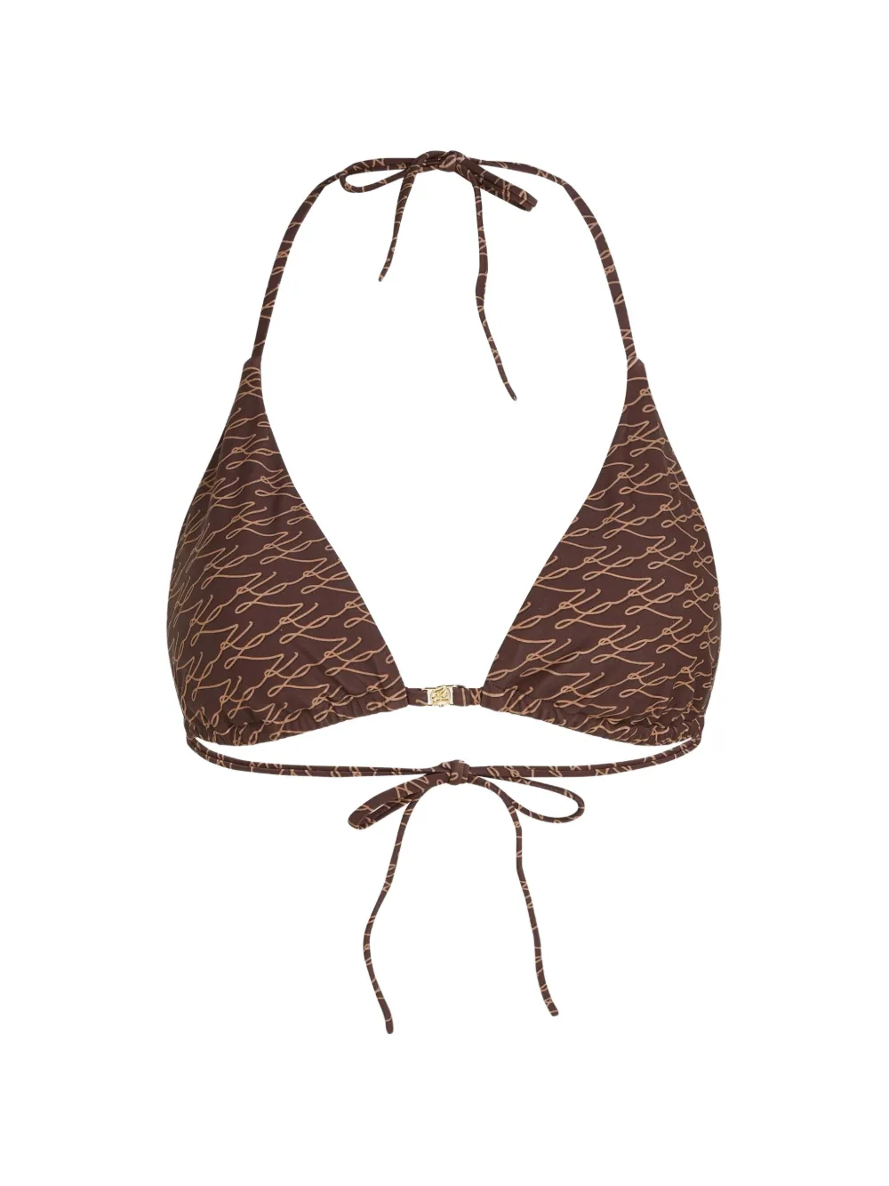 Karl Lagerfeld monogram-print triangle bikini top - Marrone