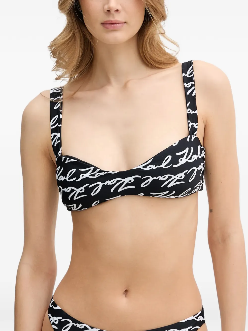 Karl Lagerfeld Bikinitop met logopatroon Zwart