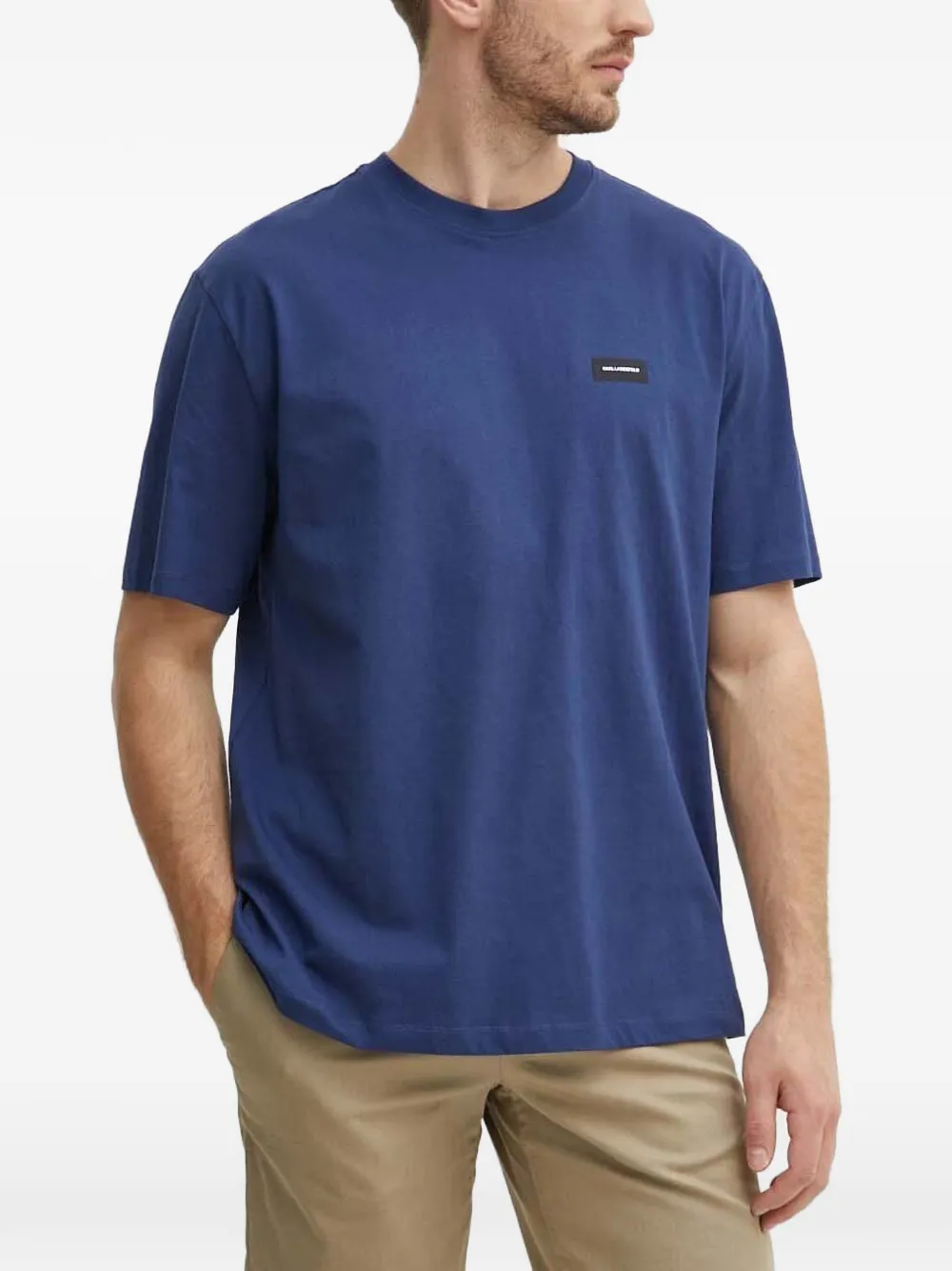 Karl Lagerfeld logo-patch T-shirt - Blu