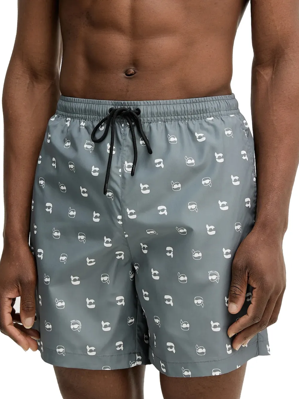 Karl Lagerfeld Ikon-print drawstring swim shorts - Grau