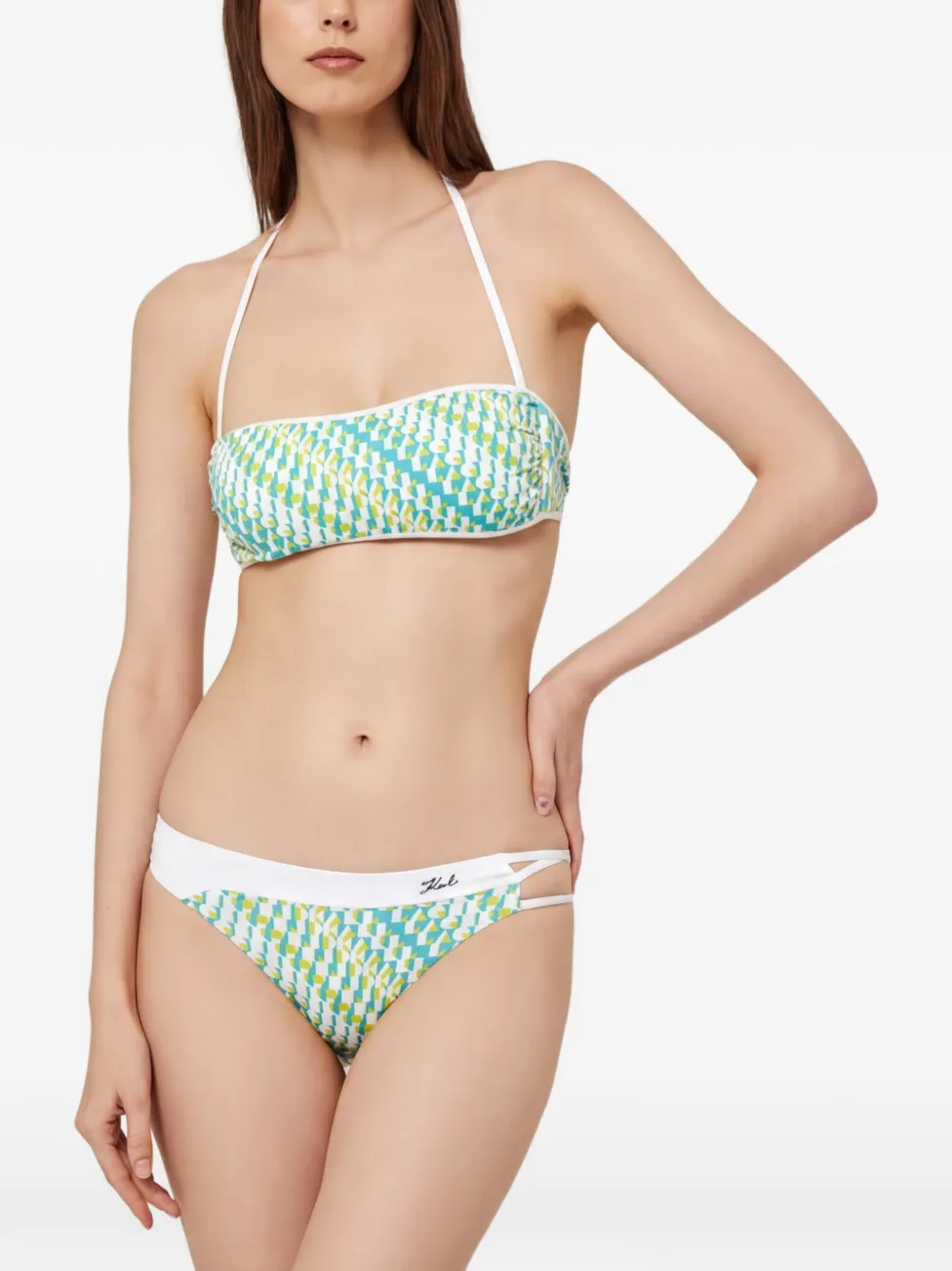 Karl Lagerfeld monogram-print bikini top Wit