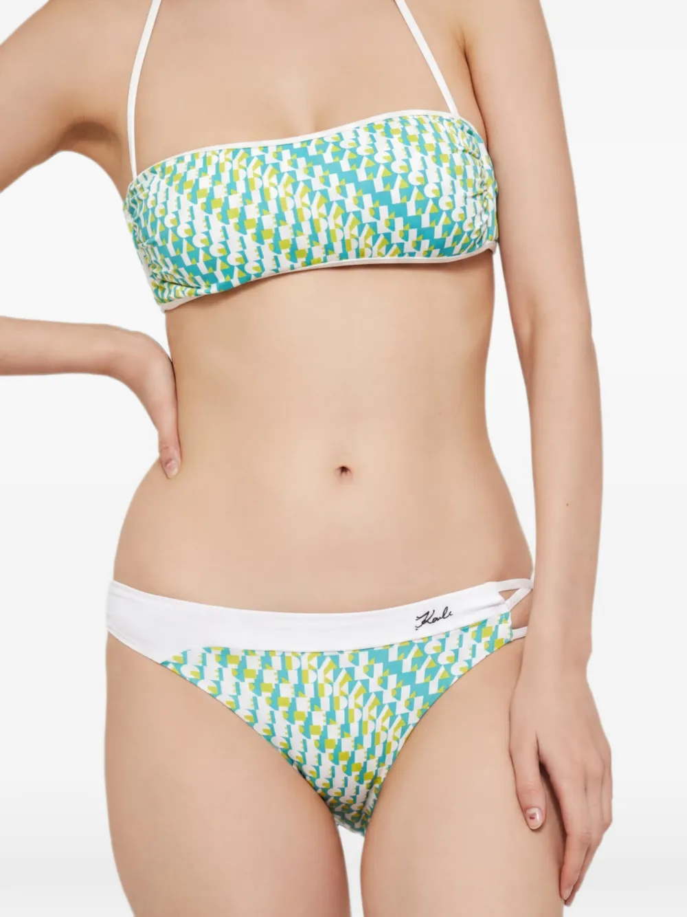 Karl Lagerfeld monogram-print bikini top Wit