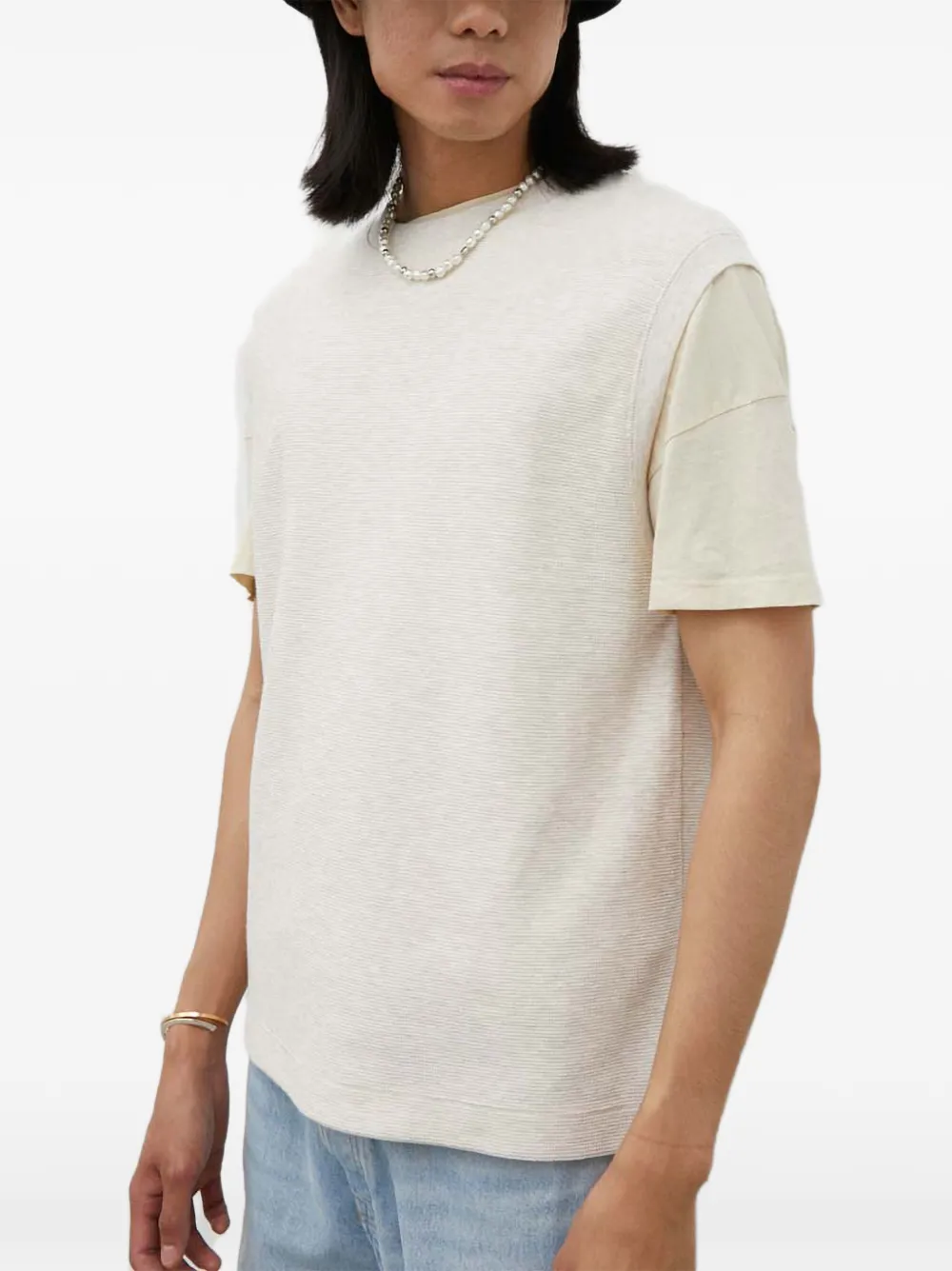 American Vintage layered-effect rib-textured tank - Toni neutri