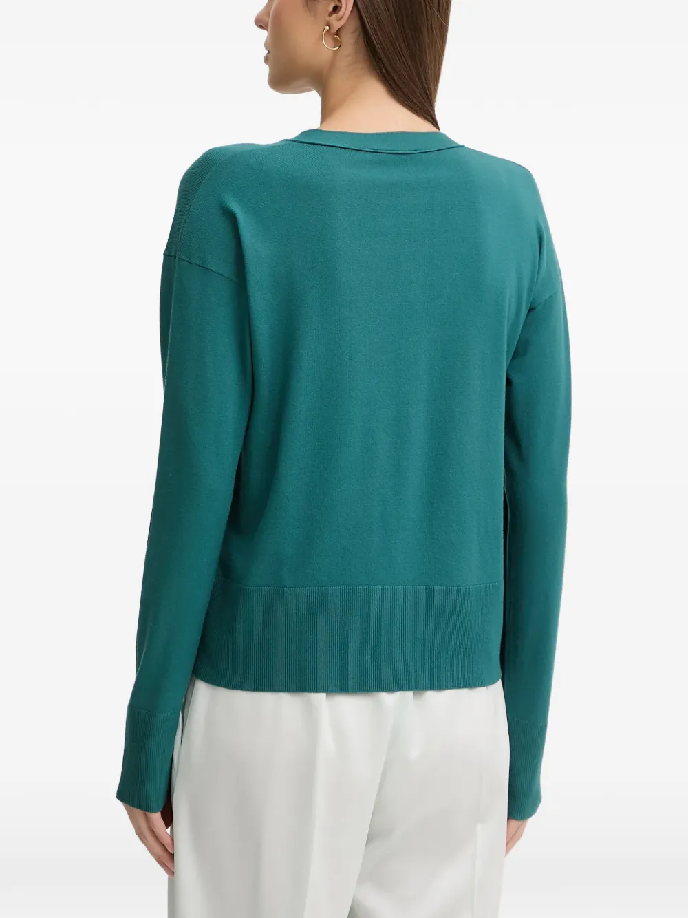 Sisley button V-neck cardigan Groen