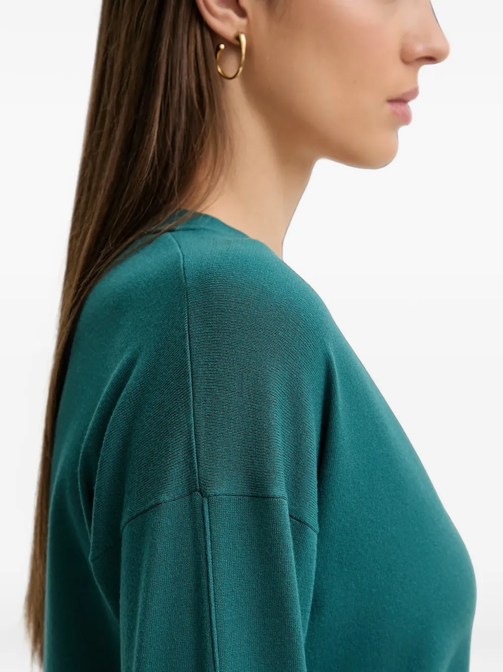 Sisley button V-neck cardigan Groen