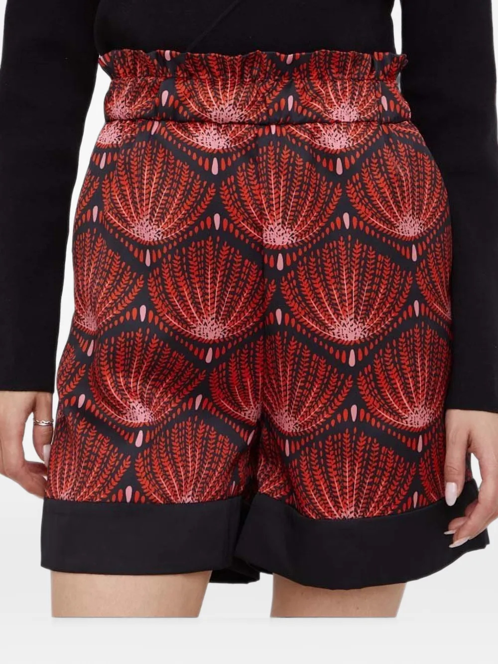 Sisley ruffled patterned shorts - Rosso