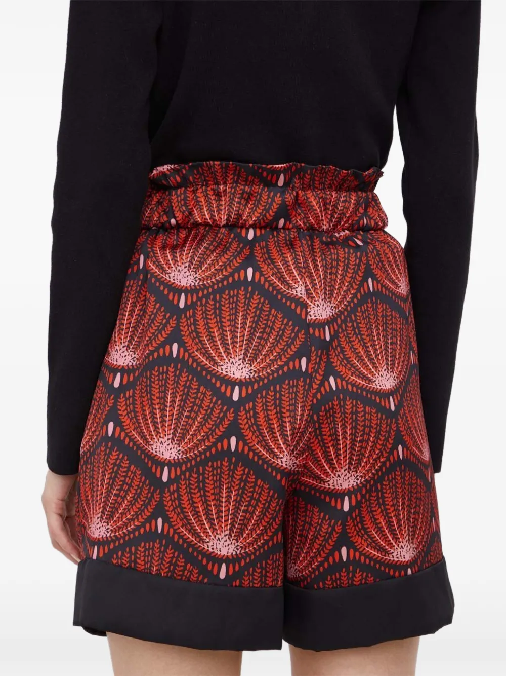 Sisley ruffled patterned shorts Rood