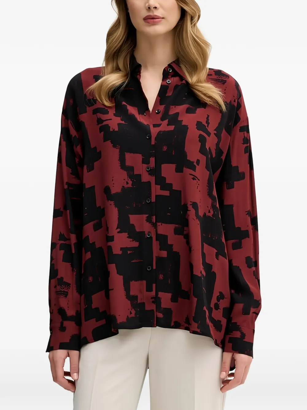 Sisley geometric-pattern shirt - Rosso
