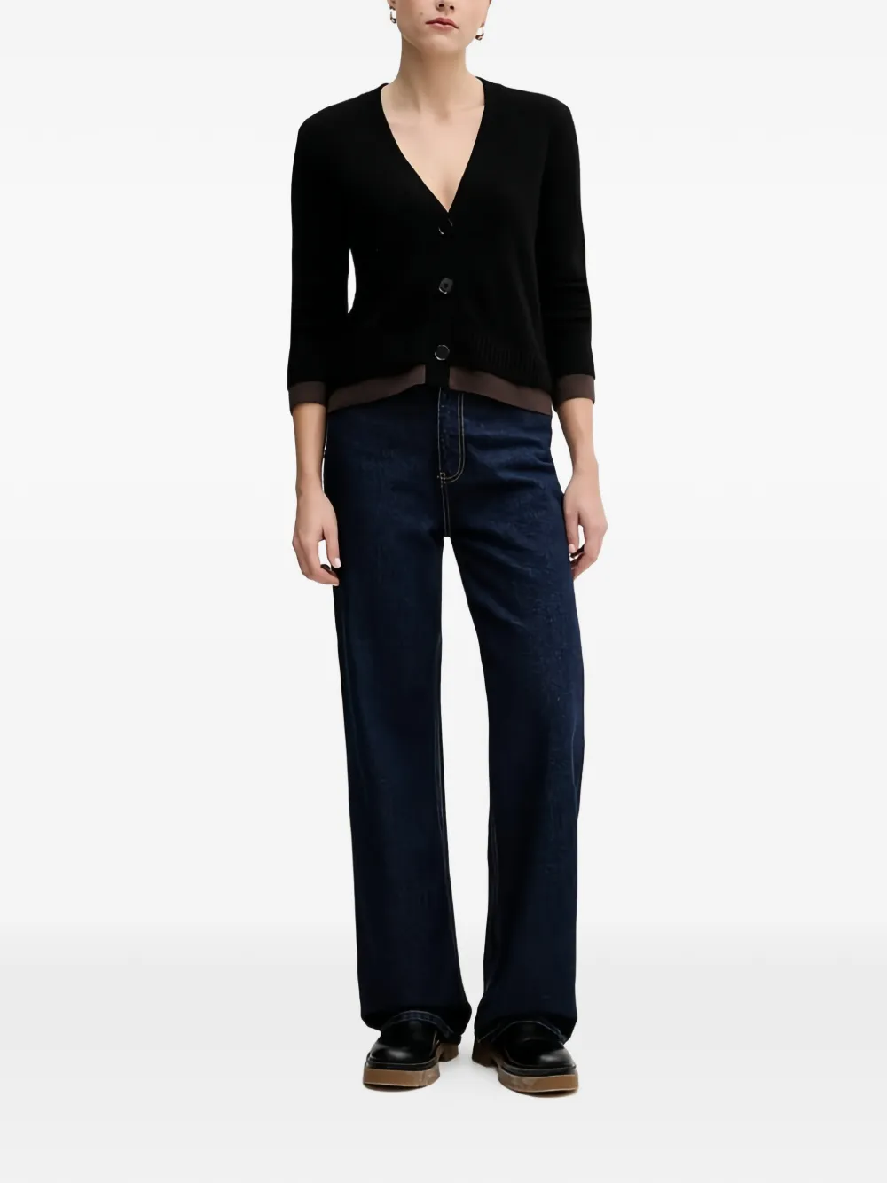 Sisley Vest met knopen en V-hals Zwart