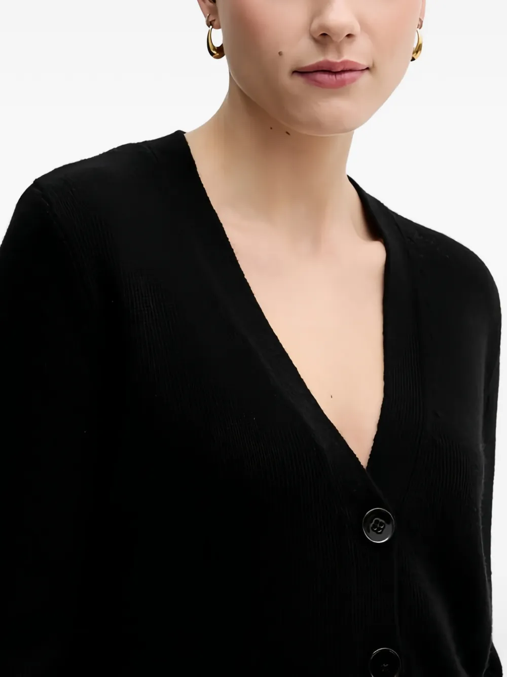Sisley Vest met knopen en V-hals Zwart