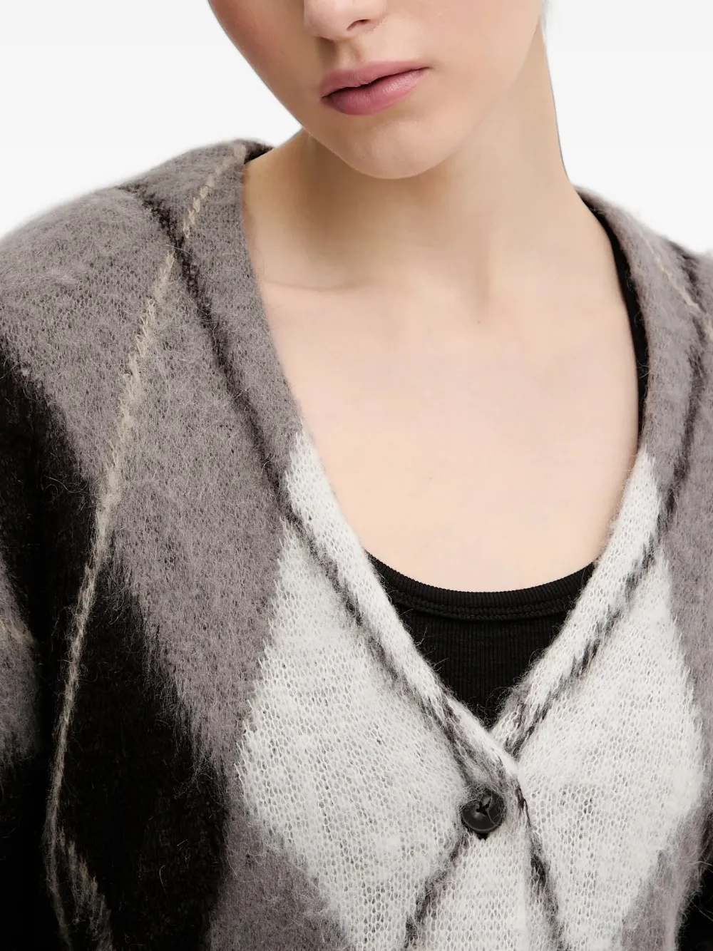 Sisley Vest met argyle patroon Grijs