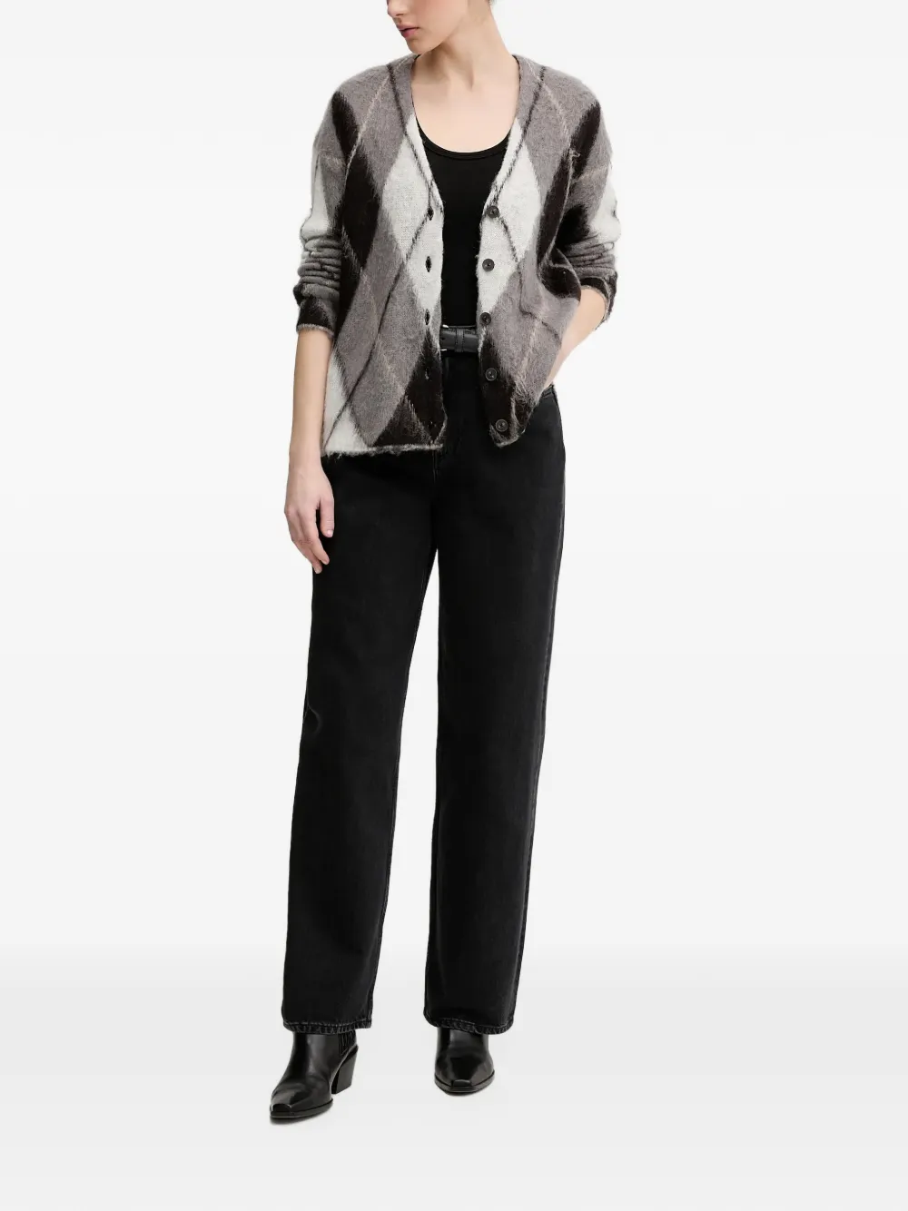 Sisley Vest met argyle patroon Grijs