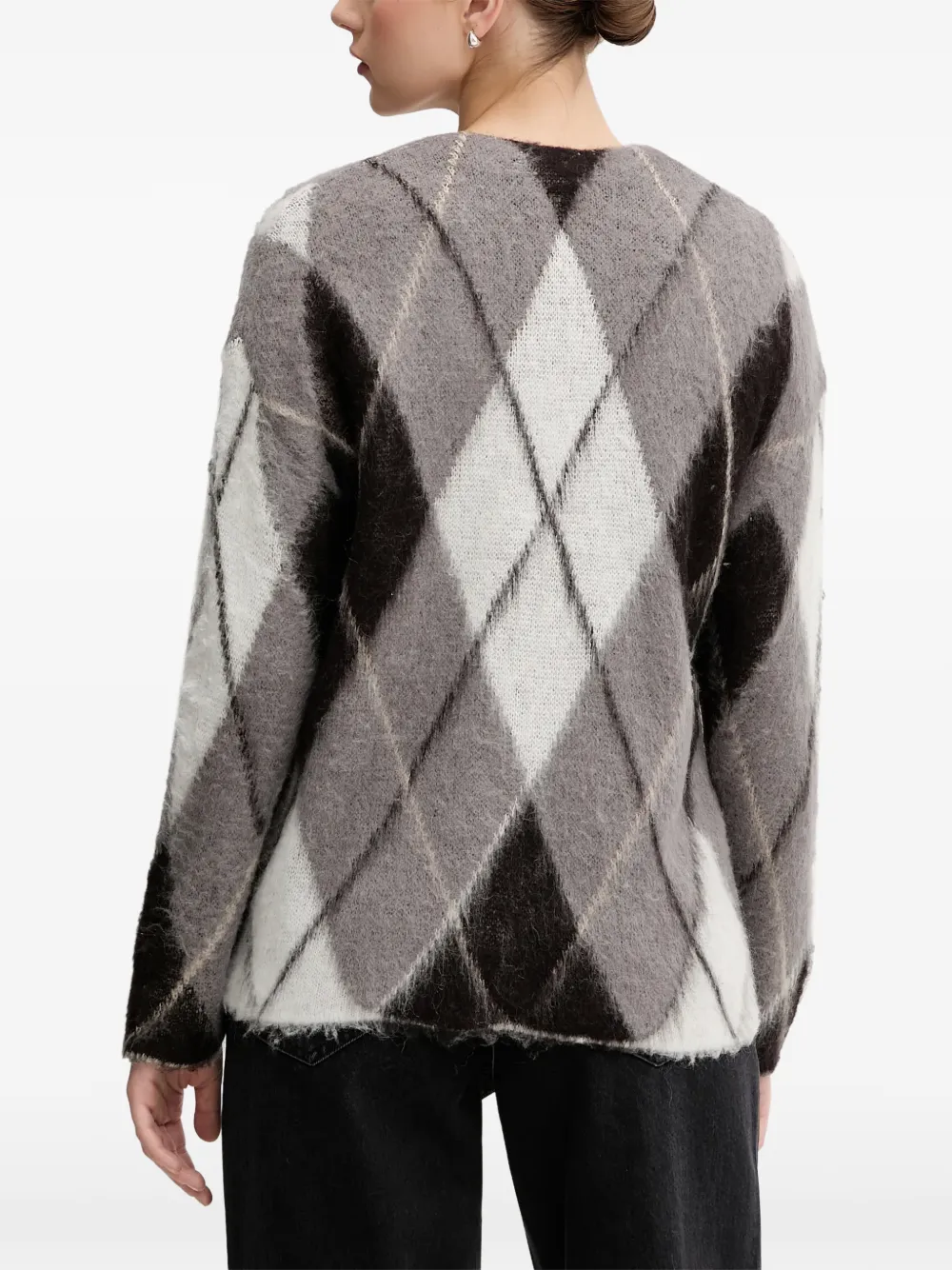 Sisley Vest met argyle patroon Grijs