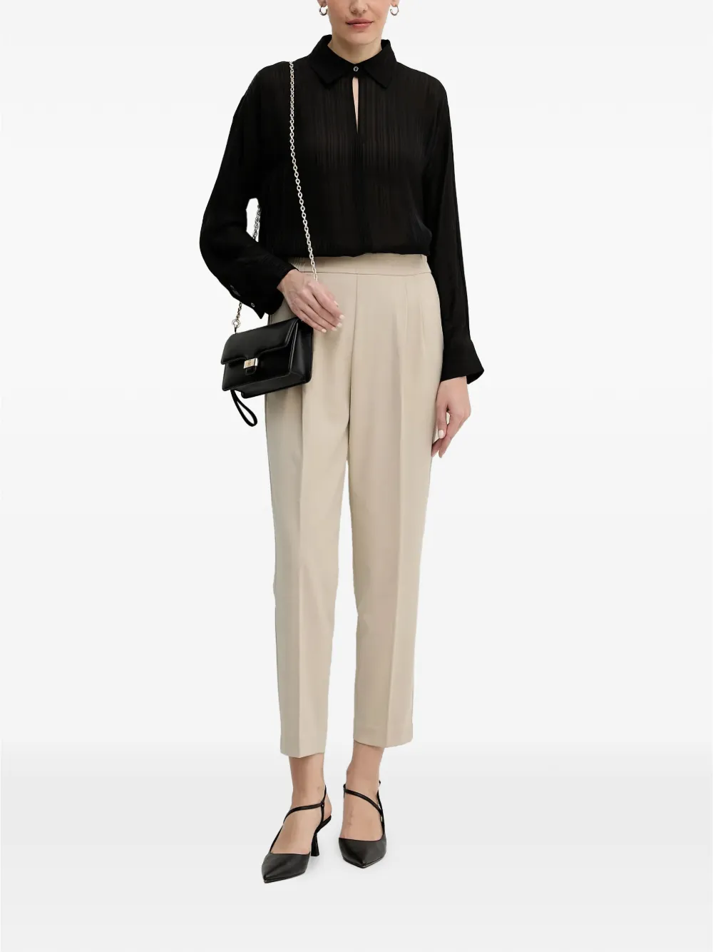 Sisley Cropped plooibroek Beige