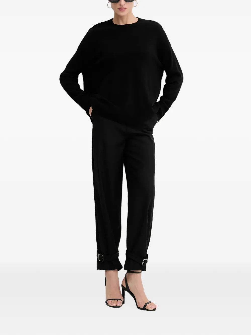 Sisley Straight broek met gesp Zwart