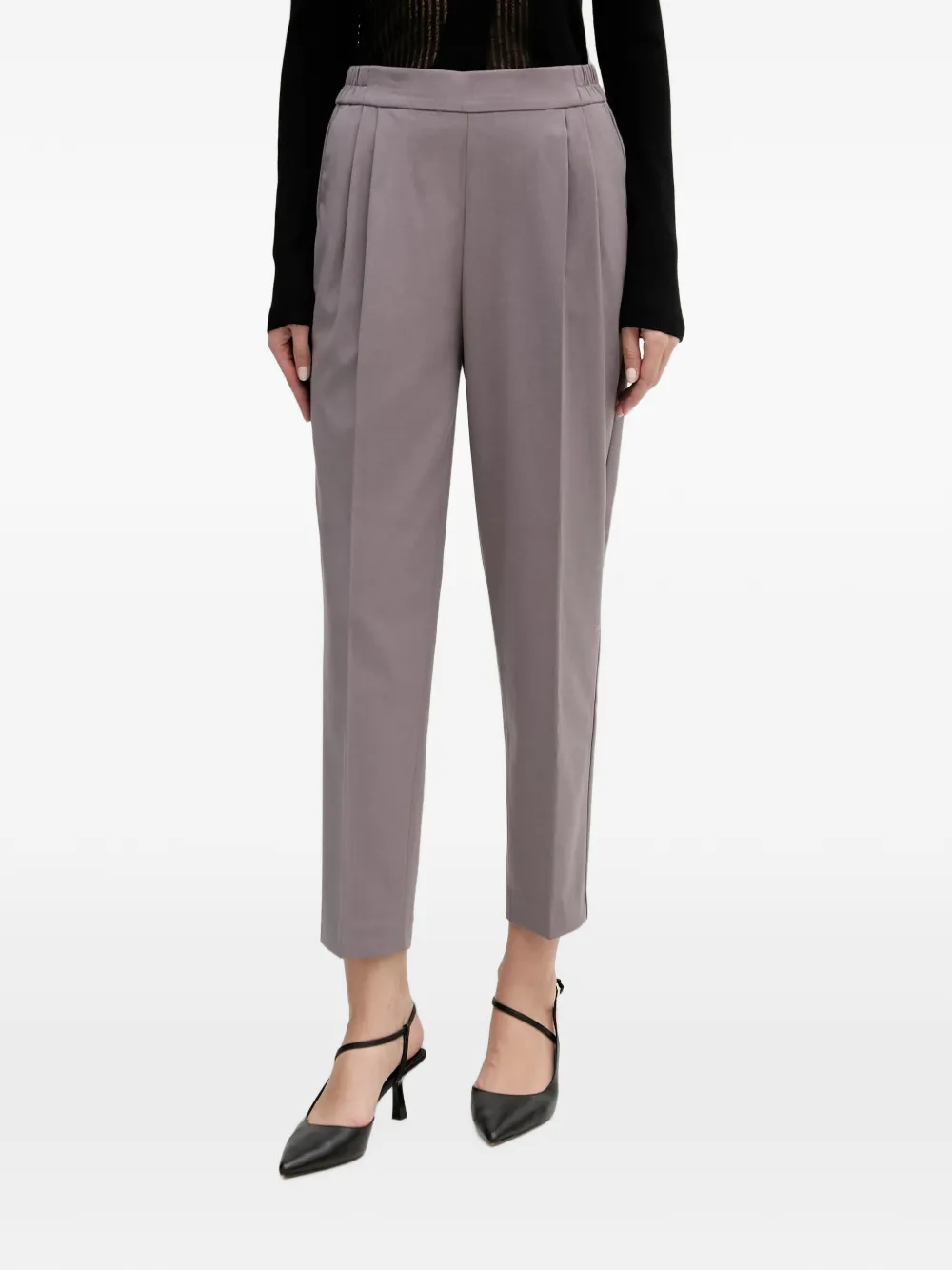 Sisley Pantaloni elasticizzati con pieghe - Grigio