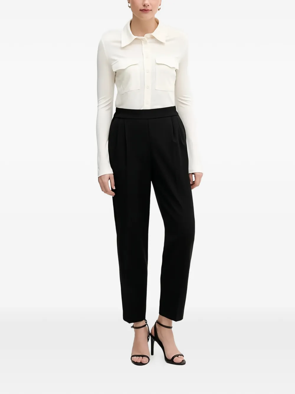 Sisley Elastische broek met plooien Zwart