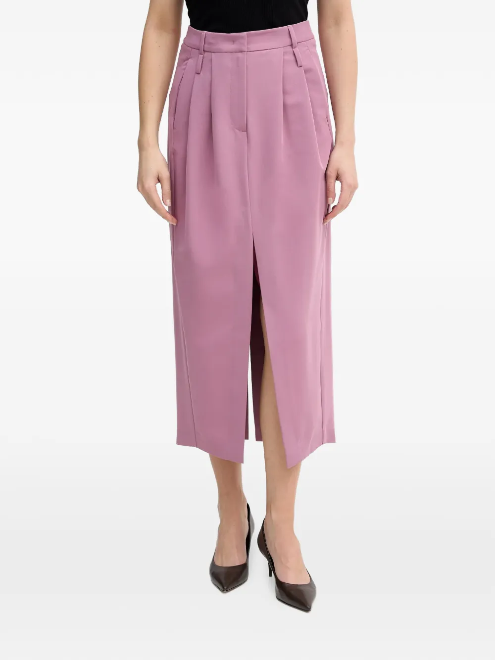 Sisley pleat-detail midi skirt